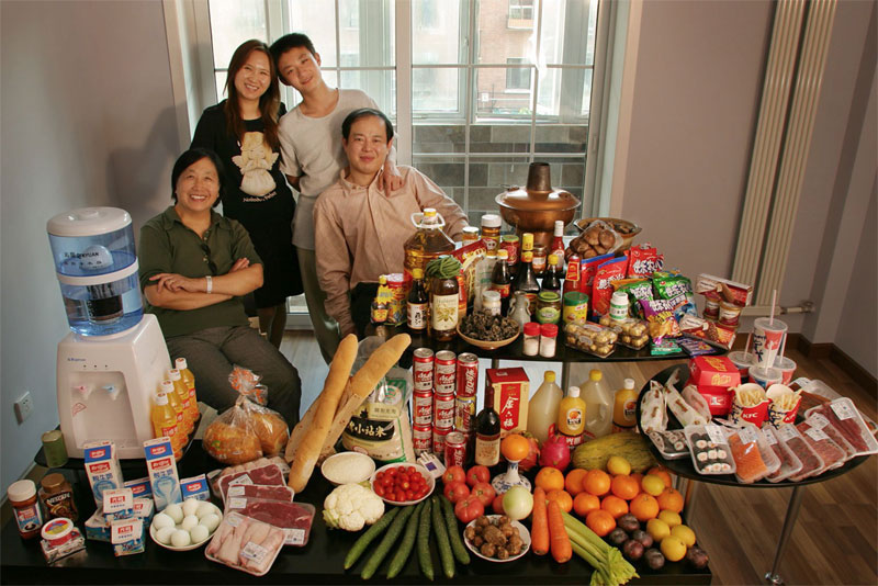 Alimentation : consommation hebdomadaire d'une famille chinoise