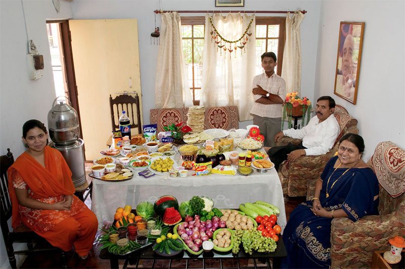 Alimentation : consommation hebdomadaire d'une famille indienne