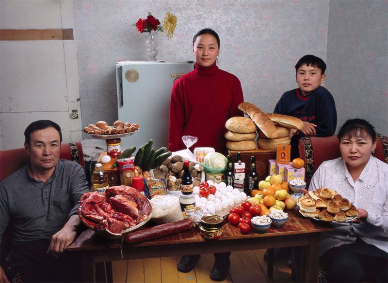 Alimentation : consommation hebdomadaire d'une famille de Mongolie
