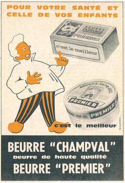 Acienne affiche publicitaire pour le beurre Champval