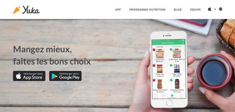 Capture d'écran de l'application Yuka qui scanne les étiquettes et la valeur nutritionnelle des aliments que l'on achète