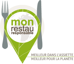 Logotype Mon Restau Responsable, meilleur dans l'assiette, meilleur pour la planète pour les cantines scolaires et la restauration collective.