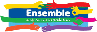 Logo ensemble, solidaires avec les producteurs pour certifiés les produits la marque biocoop qui sont à la fois des aliments bio et des aliments qui respectent les critères du commerce équitable.