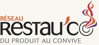 Logotype du réseau professionnel Restau'Co, du produit au convive, qui regroupe les cantines scolaires et la restauration collective.